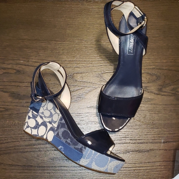 New Coach Poppy Nalene Patchwork Platform Pump 8 - Picture 1 of 12